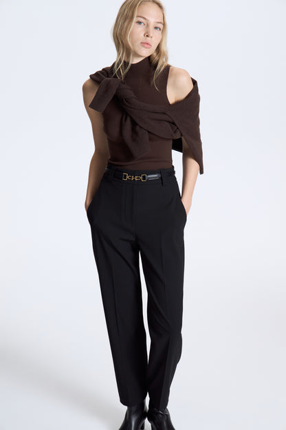 CROPPED CARROT FIT TROUSERS WITH DARTS